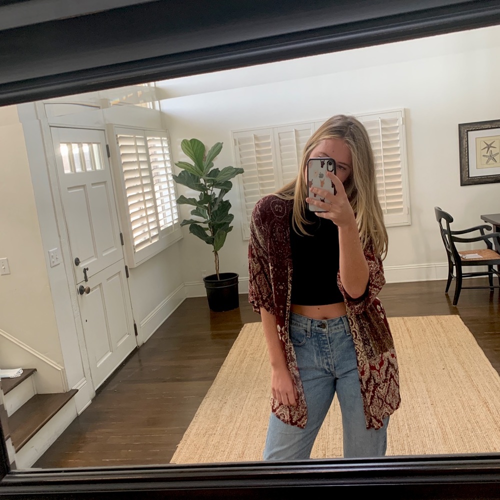 Maroon printed cape